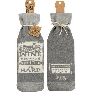 Bottle Sock - Wine Because Adulting Is Hard